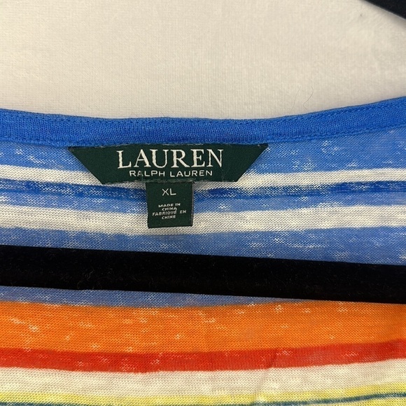 RALPH LAUREN STRIPE QUARTER SLEEVE SHIRT (XL) - Picture 3 of 6